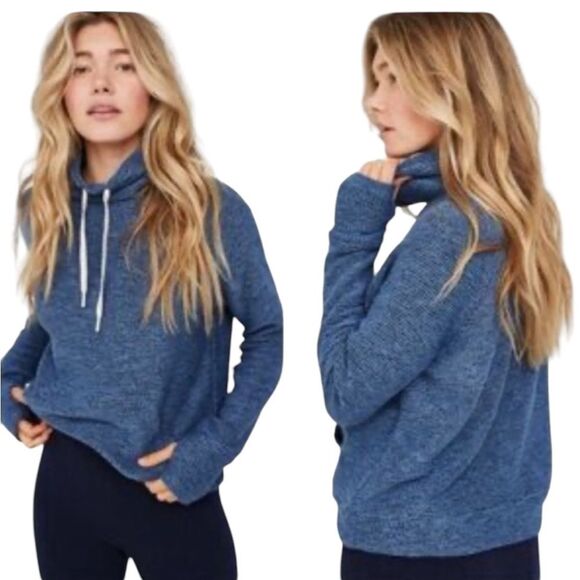 OFFLINE by Aerie Snowday Mock Neck Sweatshirt Blue Womens Size XXL - Picture 2 of 11